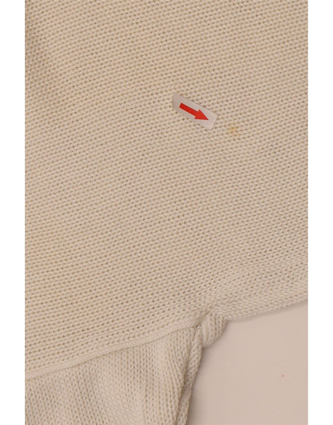 Vintage Dame grafisk V-hals sweater UK 14 Medium White