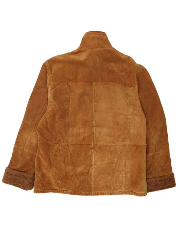 John F Gee Herre Sherpa Ruskindsjakke IT 50 Stort Beige Læder