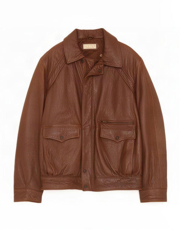 Vintage Mens Leather Jacket UK 42 XL Brown
