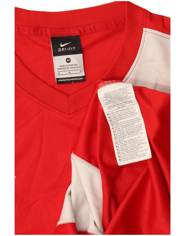 Nike Herre Dri Fit grafisk T-shirt Top Medium Rød Colourblock Polyester