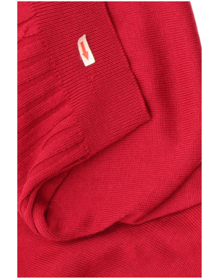 Vintage dame cardigan sweater UK 14 Medium Red Virgin Wool