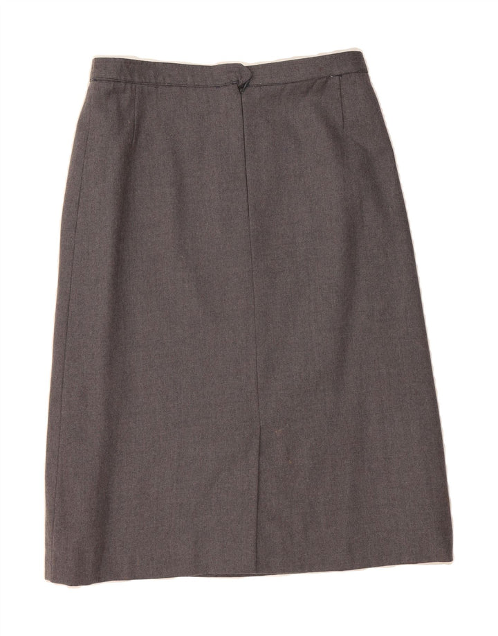ALLYSON WOOD Womens A-Line Skirt UK 14 Medium W30  Grey Virgin Wool Vintage Allyson Wood and Second-Hand Allyson Wood from Messina Hembry 