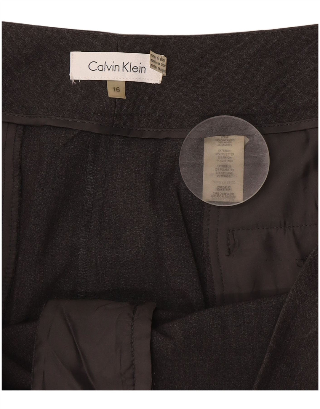 Calvin Klein Dame Bootcut Suit Bukser US 16 XL W38 L32 Grå Polyester