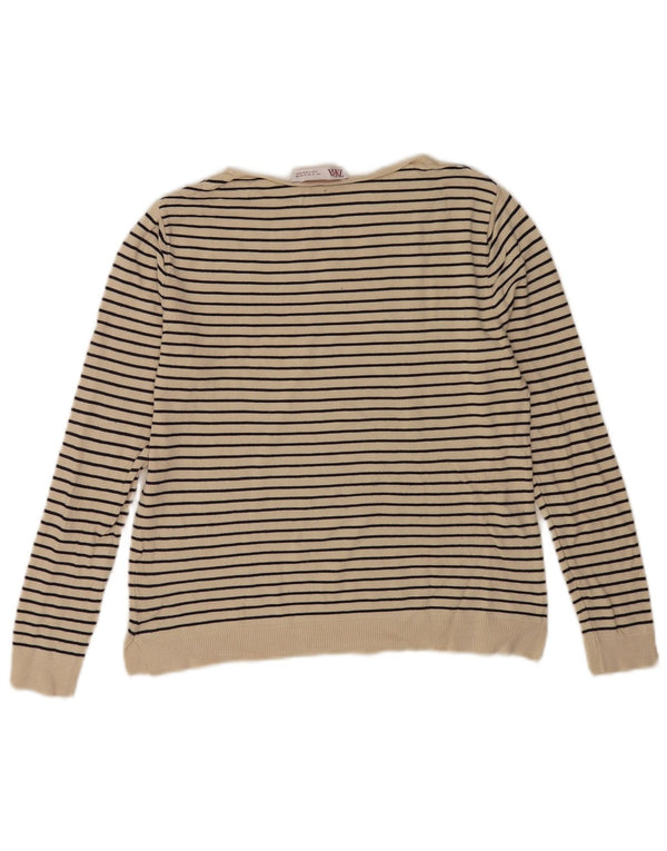 Zara Dame Jumper Sweater UK 10 Small Off White Stribet