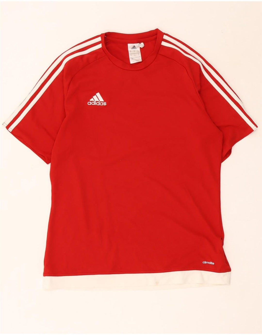 Adidas Herre Climalite T-Shirt Top Medium Rød Colourblock Polyester