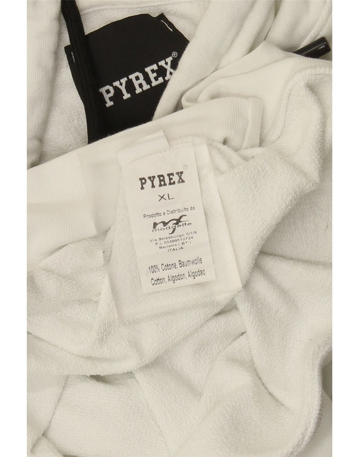 Pyrex grafisk hættetrøje til mænd XL Hvid bomuld