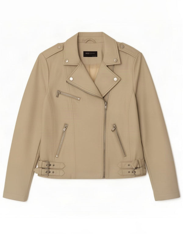 Marks & Spencer dame bikerjakke i imiteret læder UK 8 Small Beige