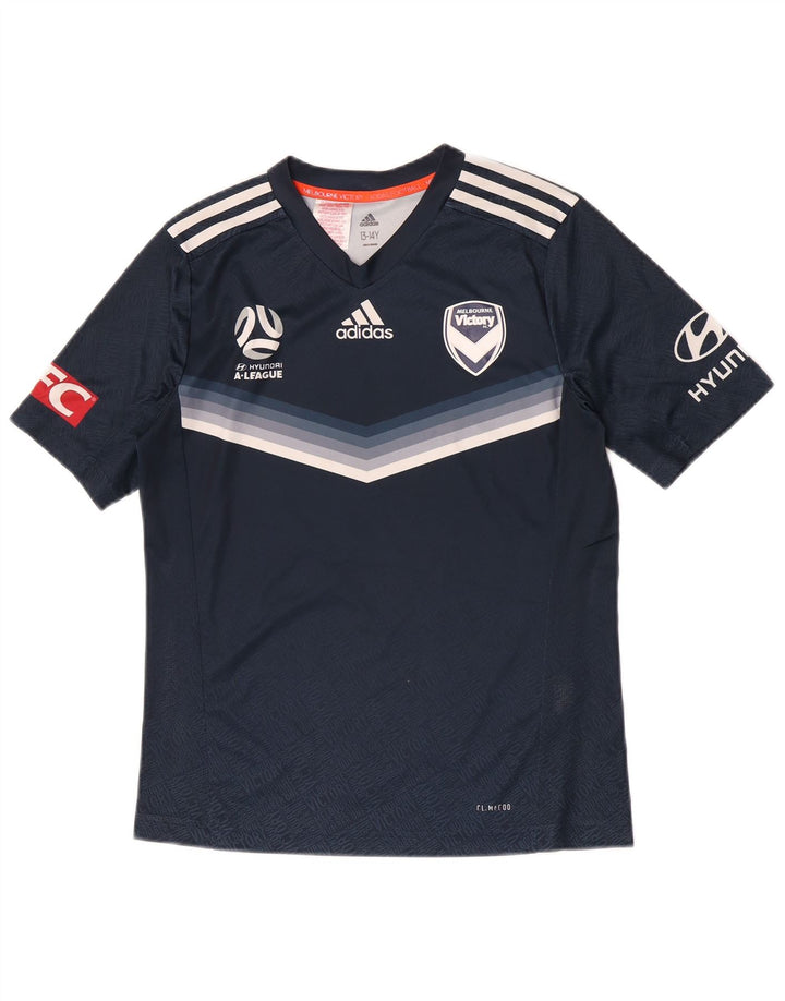 Adidas drenge Climalite grafisk T-shirt top 13-14 år marineblå polyester