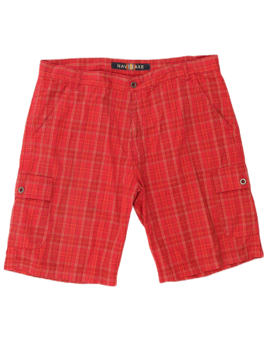 Navigare Herre Cargo Shorts W41 XL rød ternet bomuld