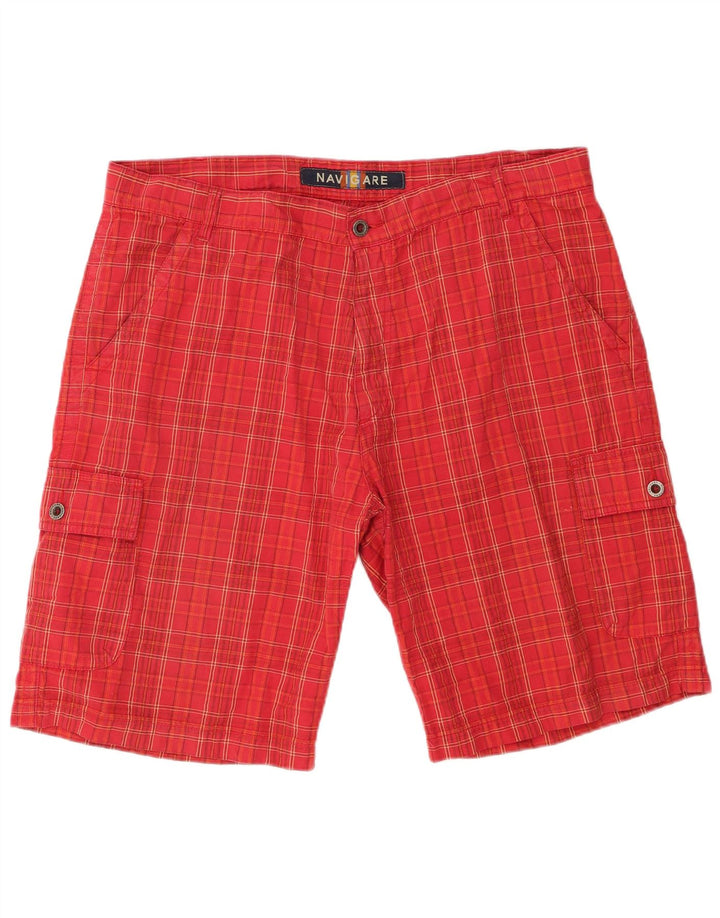 Navigare Herre Cargo Shorts W41 XL rød ternet bomuld