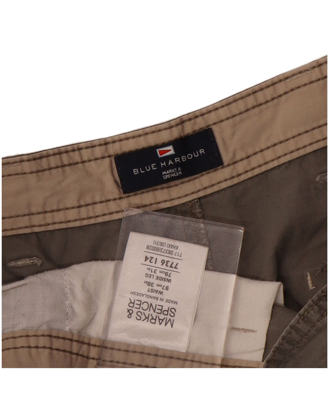 Marks & Spencer Herre Blue Harbor Straight Cargo Bukser W38 L31 Grå