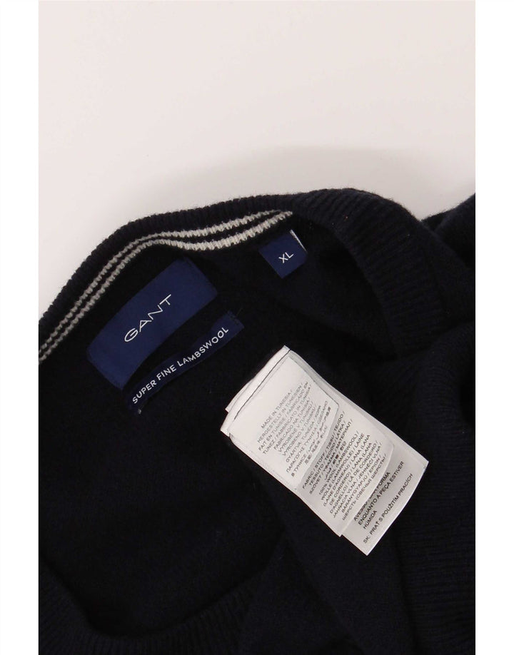Gant Herre sweater med rund hals XL marineblå lammeuld