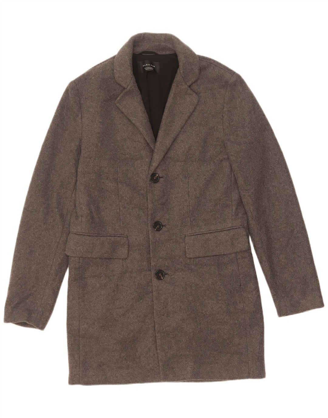 Zara Herre Overfrakke UK 38 Medium Grå Polyester