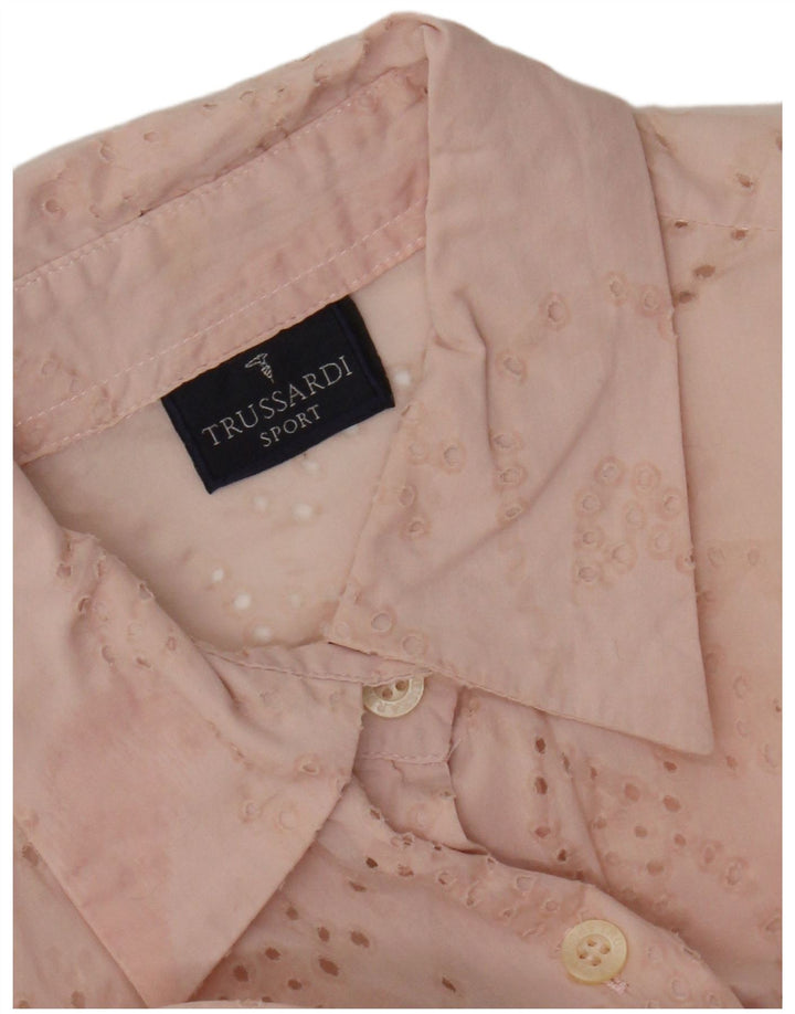 Trussardi Dame Se Through Shirt Bluse UK 14 Medium Pink