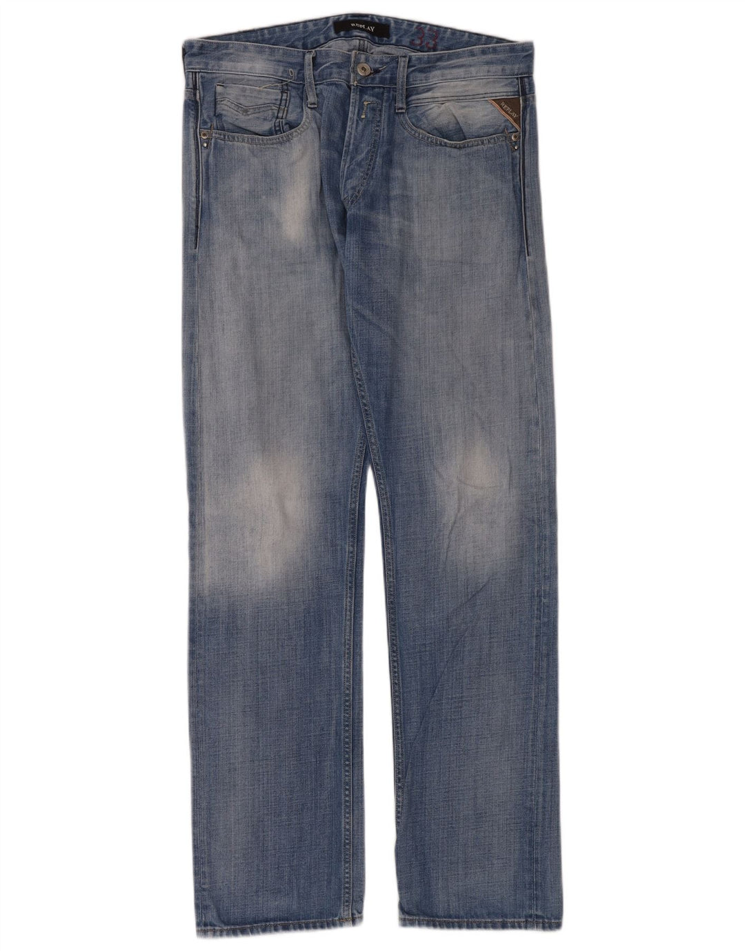 Replay Dame Straight Jeans W33 L34 Blå Bomuld
