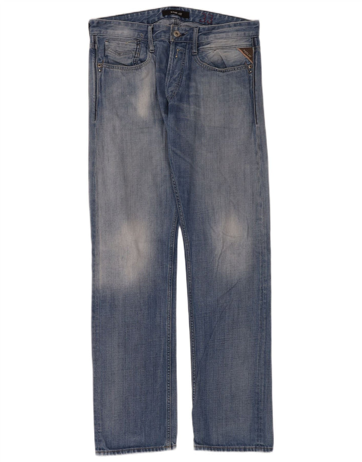 Replay Dame Straight Jeans W33 L34 Blå Bomuld