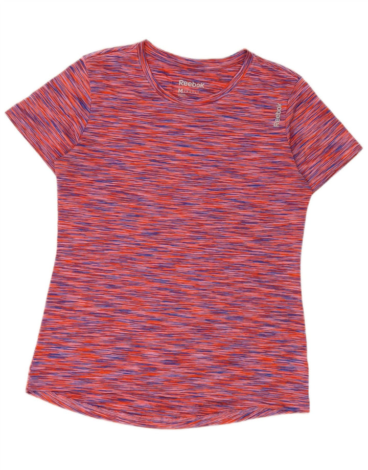 Reebok Dame T-Shirt Top UK 12 Medium Flerfarvet Flecked Polyester