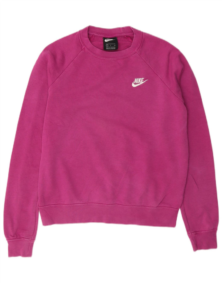 Nike Dame Oversized Sweatshirt Jumper UK 10 Small Pink Bomuld