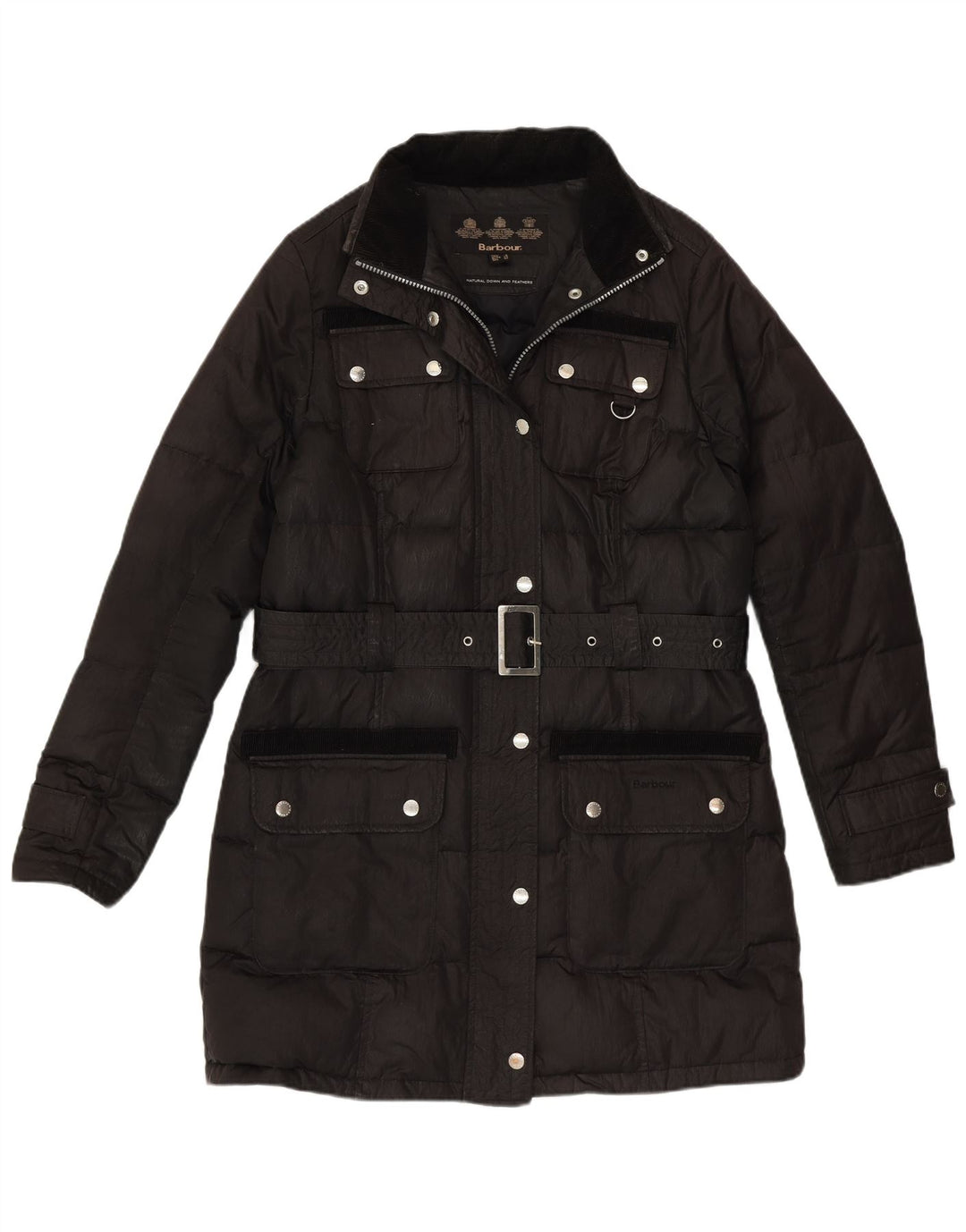 Barbour Dame Polstret Frakke UK 12 Medium Sort Bomuld