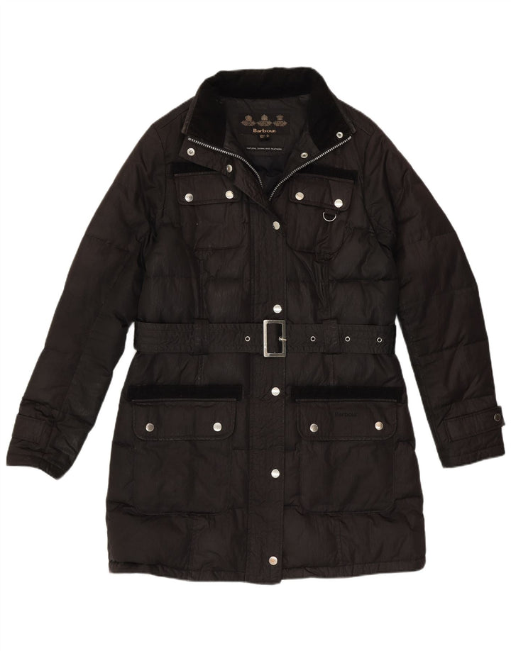 Barbour Dame Polstret Frakke UK 12 Medium Sort Bomuld