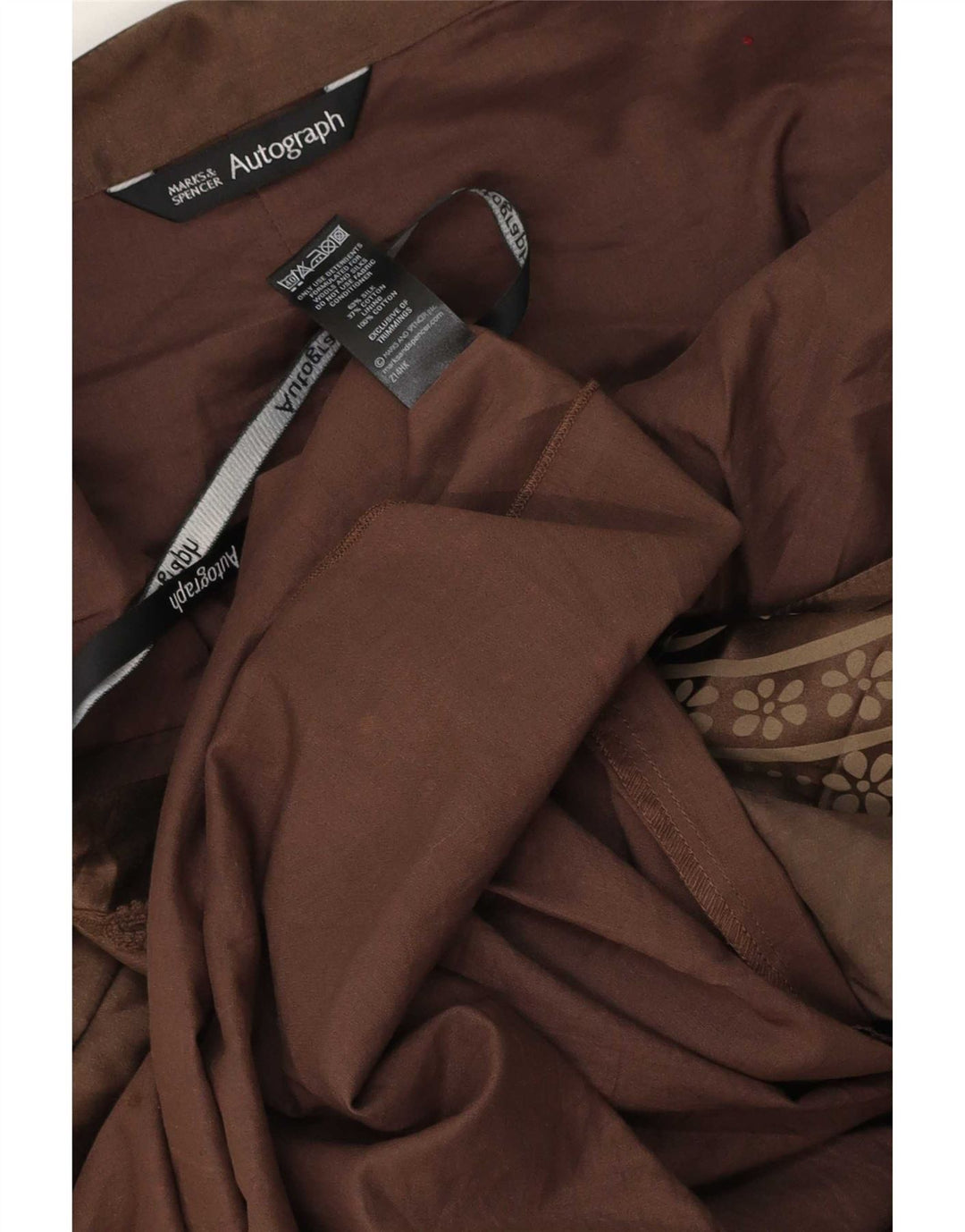 Marks & Spencer A-line nederdel til kvinder UK 12 Medium Brown Paisley Silk