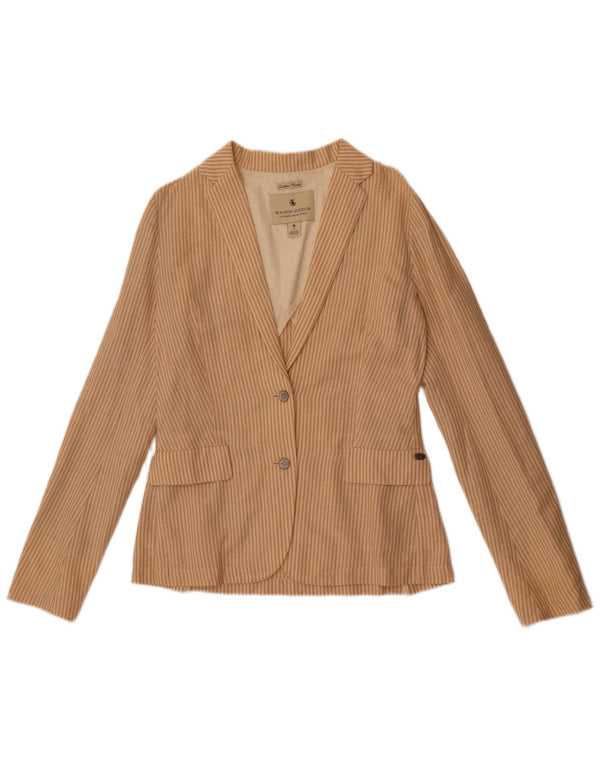 Maison Scotch Womens 2 Button Blazer Jacket Size 1 Small Beige Pinstripe