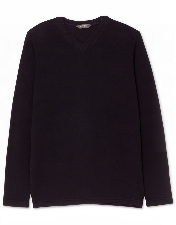 Marks & Spencer Herre Regular Fit Fleece Jumper Medium Navy Blue Polyester