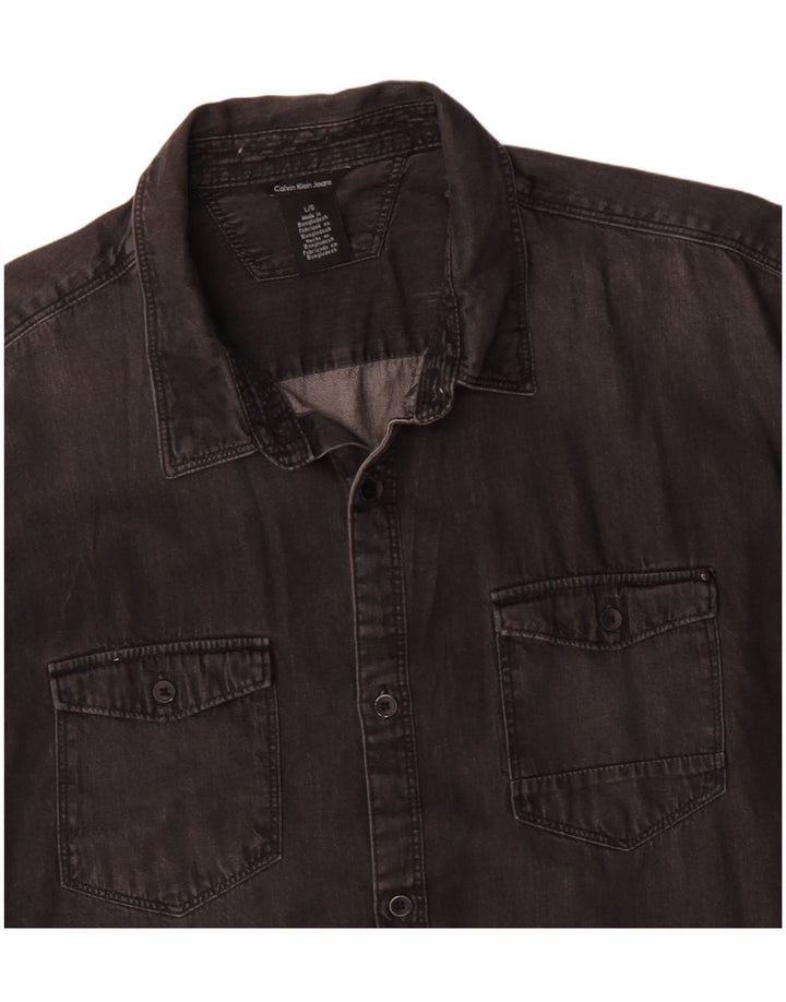 CALVIN KLEIN JEANS Denimskjorte til mænd Stor sort bomuld