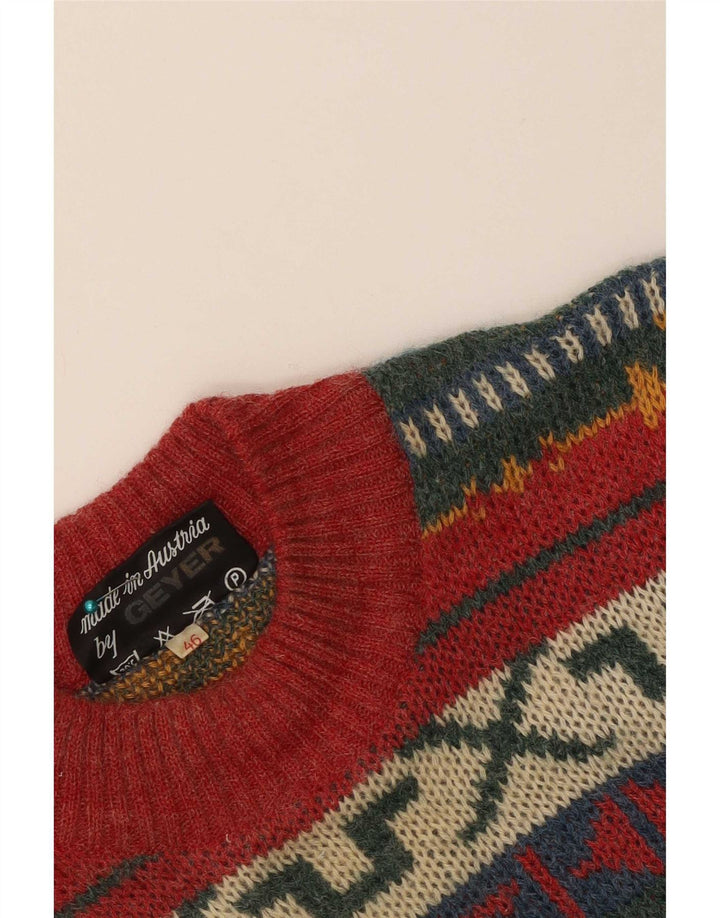 Geyer Dame Crew Neck Jumper Sweater IT 46 Stor Rød Geometrisk