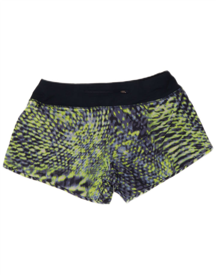 NIKE Dame Dri Fit sportsshorts med abstrakt mønster UK 14 Medium Navy Blue
