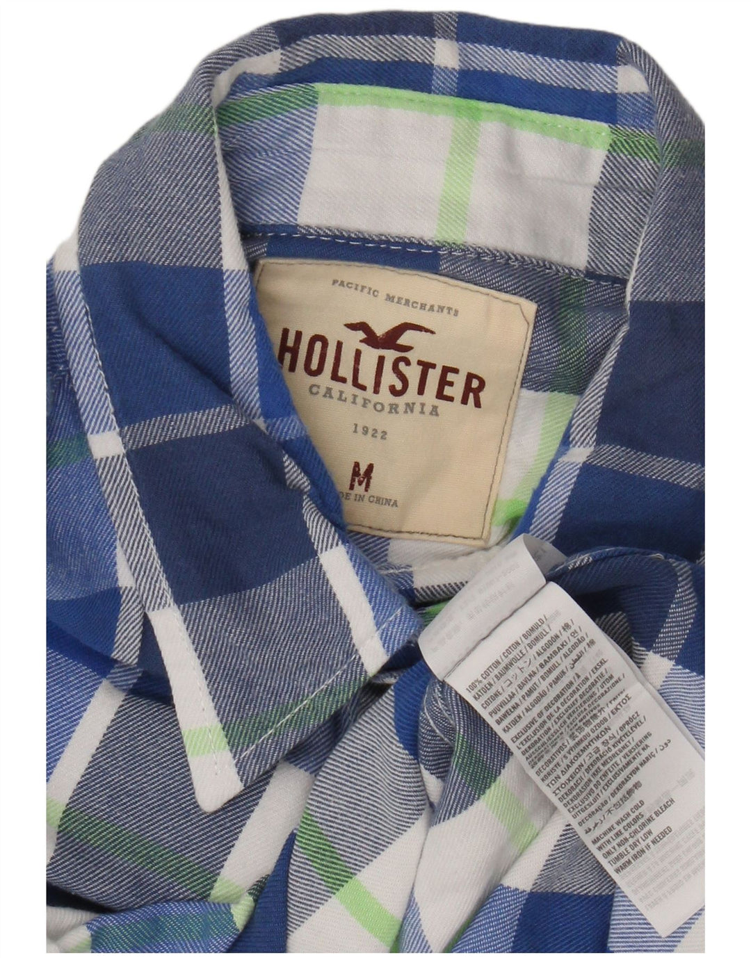Hollister Flanelskjorte til mænd mellemblå ternet bomuld