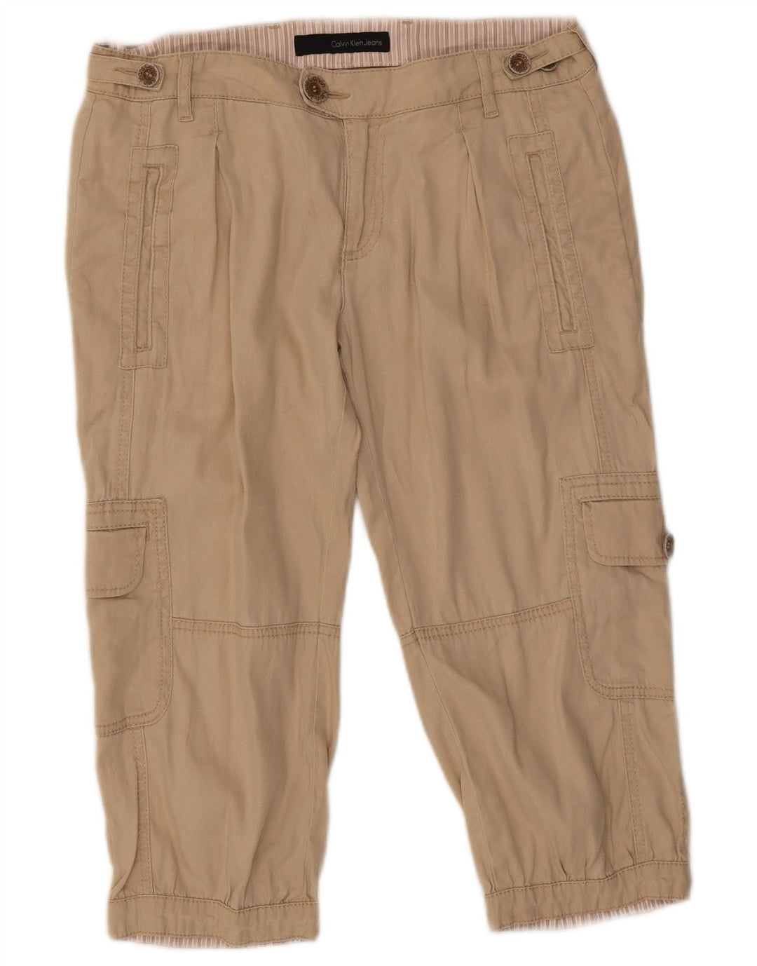 Calvin Klein Dame Capri Cargo Bukser W29 L19 Beige Linned