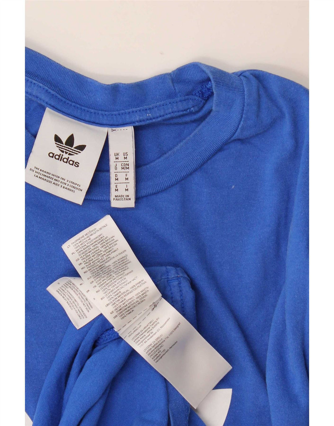 Adidas Grafisk T-shirt top mellemblå bomuld til mænd