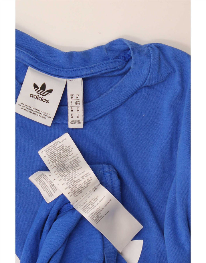 Adidas Grafisk T-shirt top mellemblå bomuld til mænd