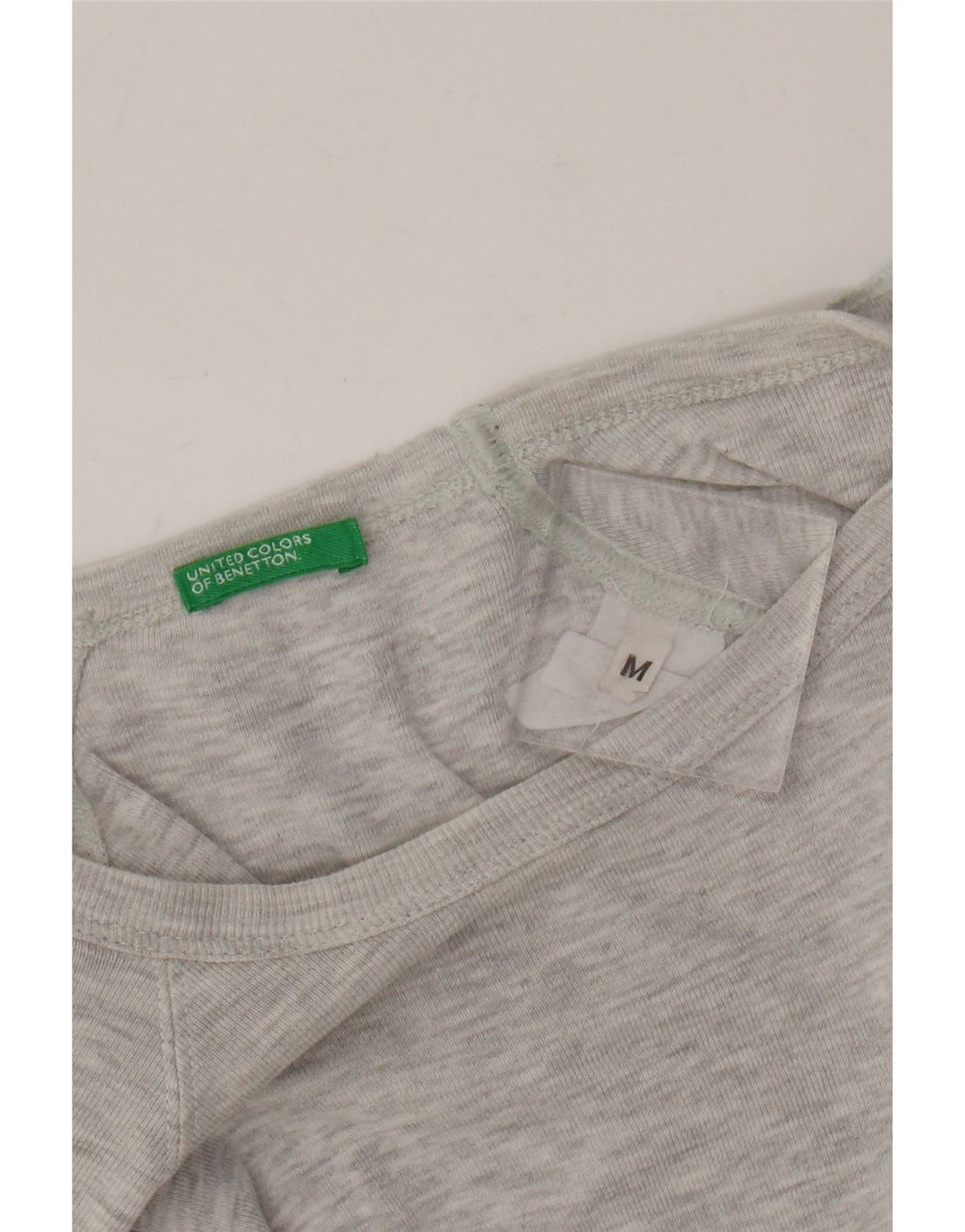 Benetton Dame T-Shirt Top UK 12 Medium Grå Flecked