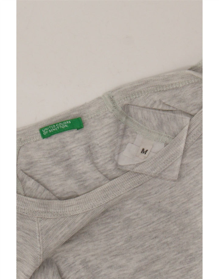 Benetton Dame T-Shirt Top UK 12 Medium Grå Flecked