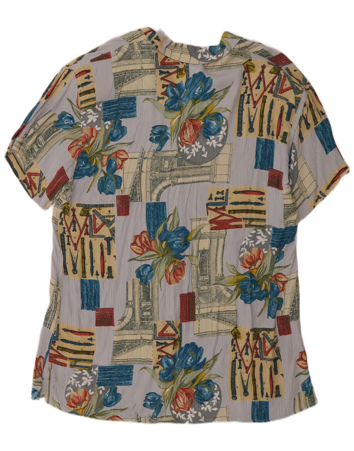 CARLA FERRONI Dameskjortebluse UK 16 Stort flerfarvet patchwork