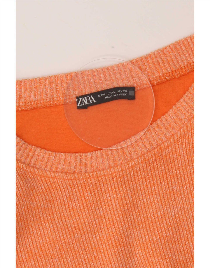 Zara Dame Crop Top Langærmet UK 14 Medium Orange