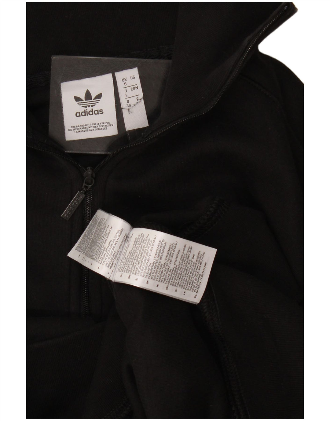 Adidas Dame Oversized Grafisk Zip Neck Sweatshirt Jumper UK 8 Small Black