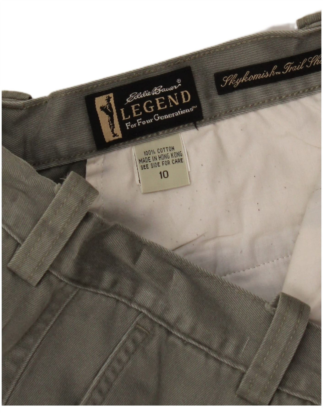 EDDIE BAUER højtaljede chinoshorts til kvinder US 10 Large W28 Khaki Bomuld