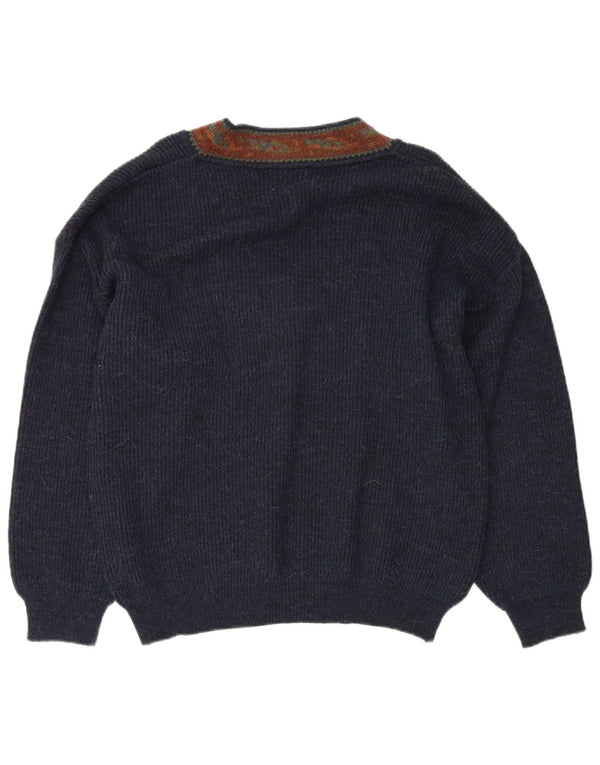 Noba 1950 Herre V-hals sweater IT 48 Small Navy Blue Fair Isle