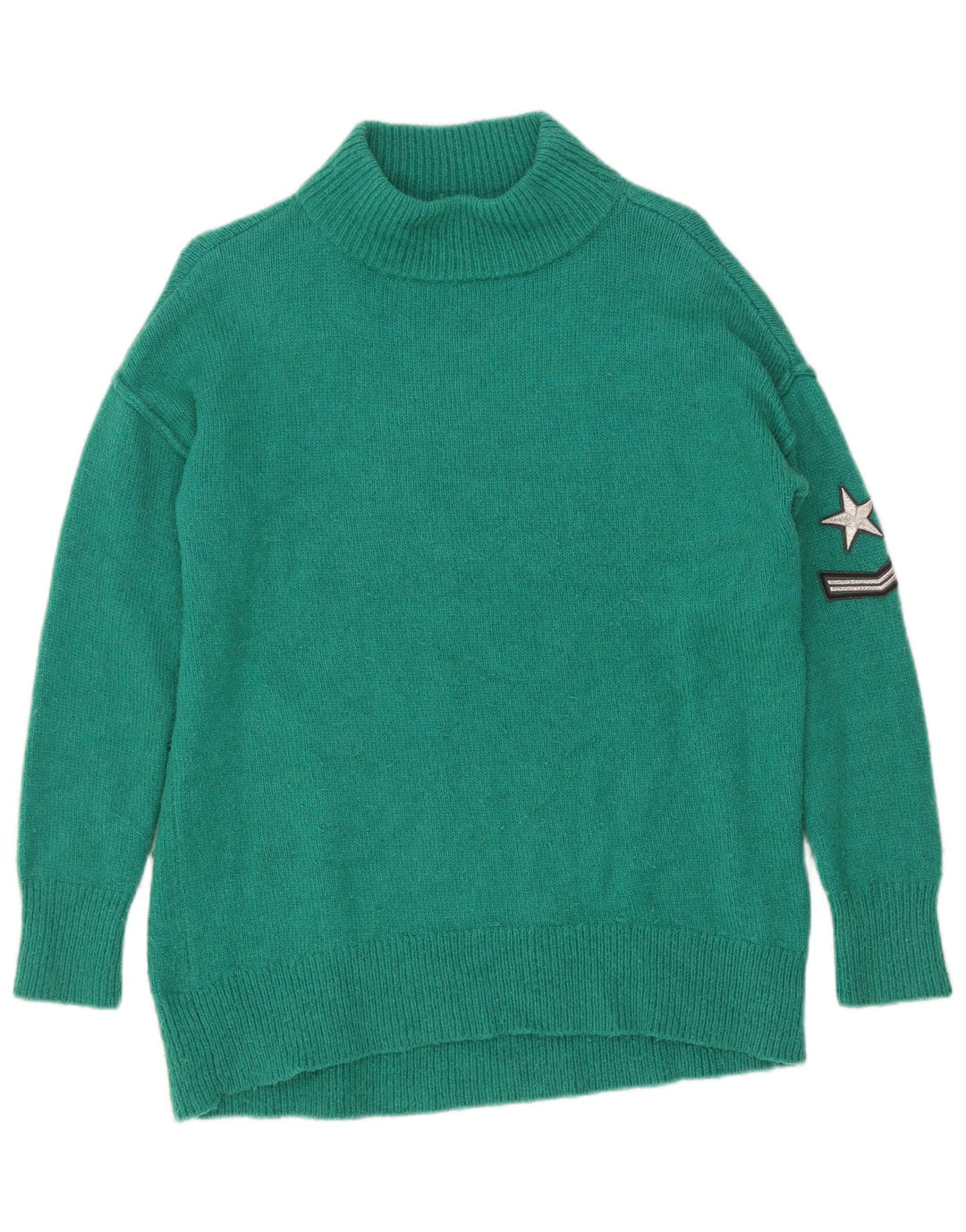 MINT FLØJEL Dame Oversized Turtle Neck Jumper Sweater UK 10 Small Green