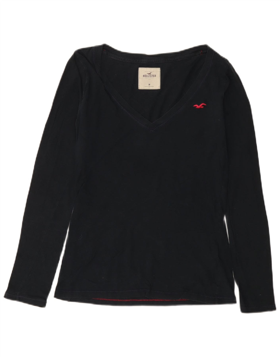 HOLLISTER Dame Top Langærmet UK 12 Medium Sort Bomuld