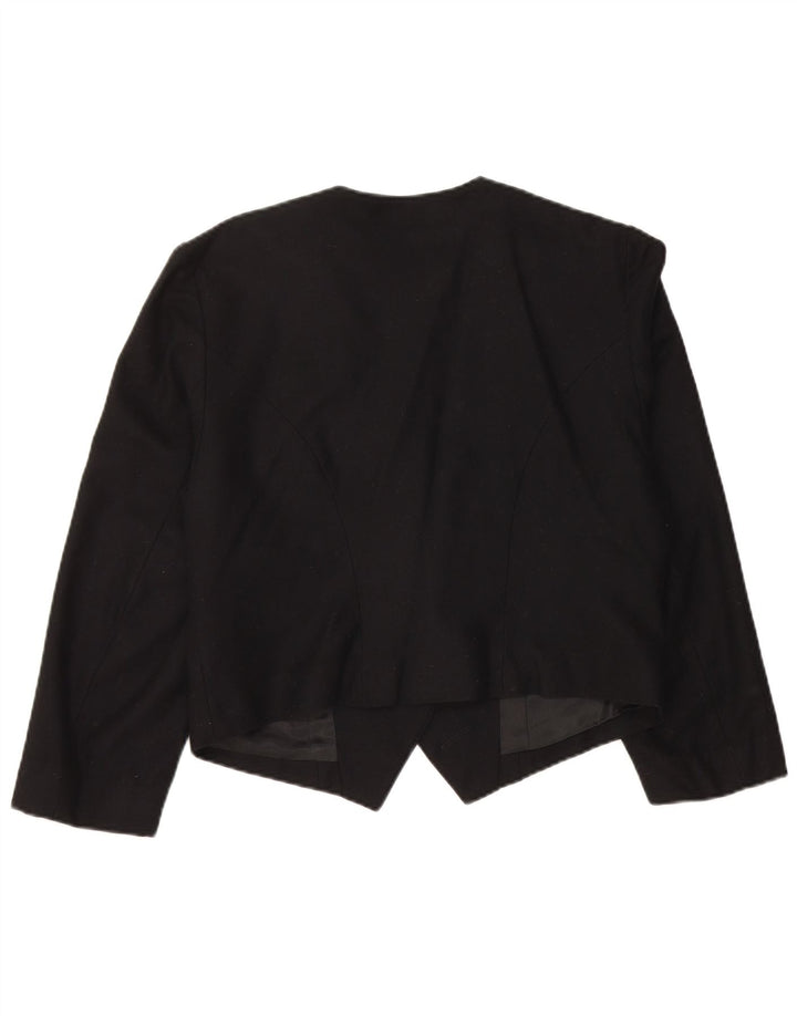 Vintage Dame Crop Graphic 3/4-ærmet Bolero-jakke EU 38 Medium Black
