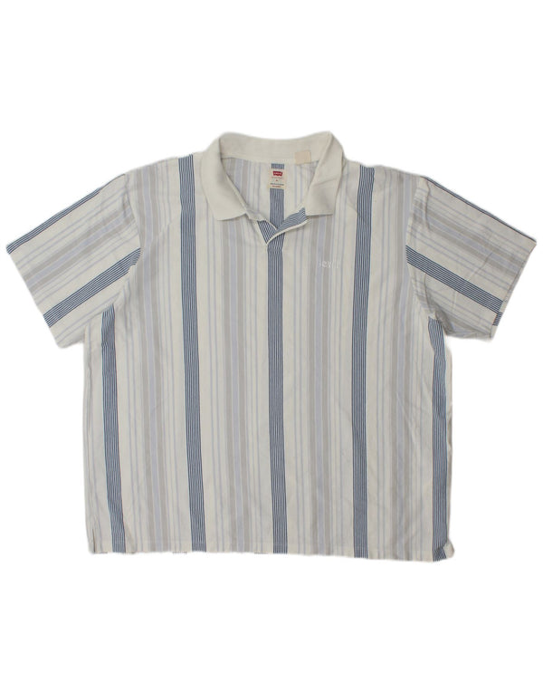 Levi's Mens Relaxed Polo Shirt XL Blue Striped Cotton