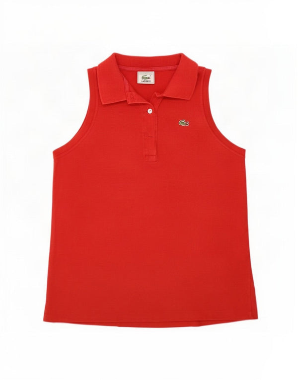 Lacoste ærmeløs poloshirt til kvinder størrelse 40 Medium rød bomuld