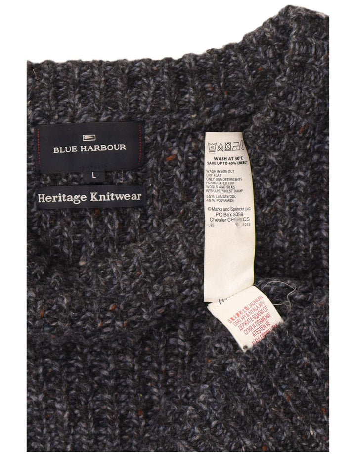 Marks & Spencer Herre Blue Harbor Boat Neck Jumper Sweater Large Navy Blue