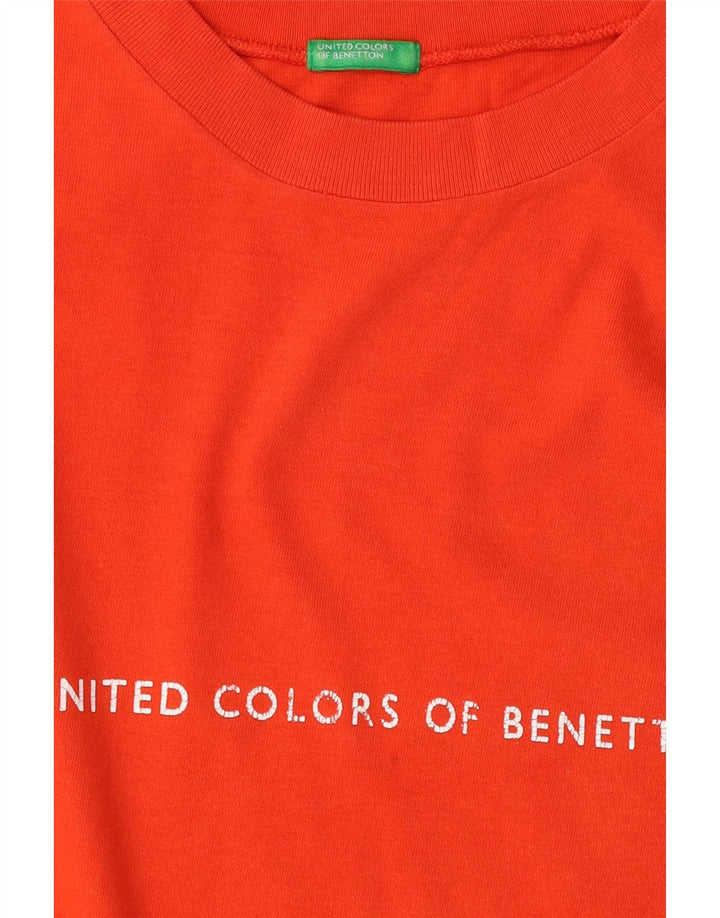 Benetton Herre Grafisk T-Shirt Top Stor Orange