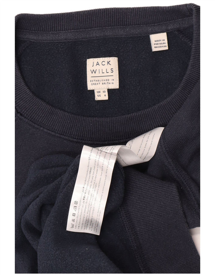 Jack Wills Dame Sweatshirt Jumper UK 10 Small Navy Blue Bomuld