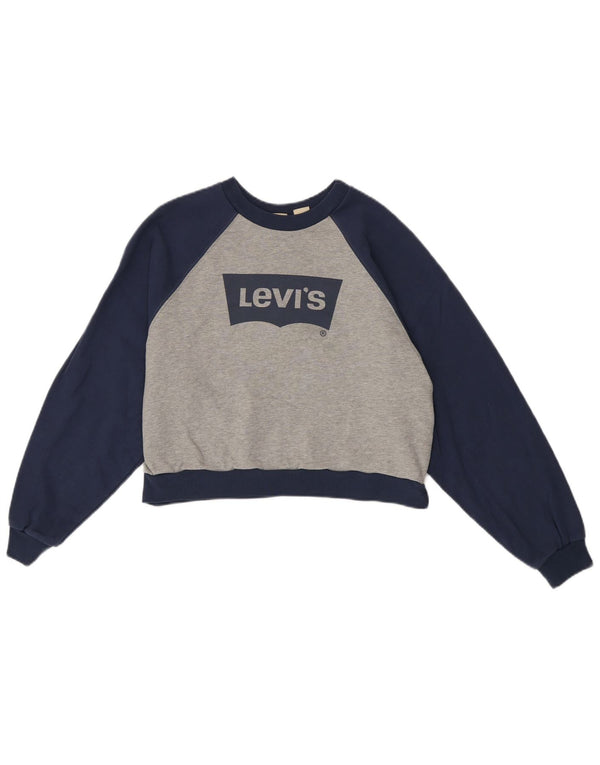 Levi's Dame Oversized Grafisk Sweatshirt Jumper UK 10 Lille Grå